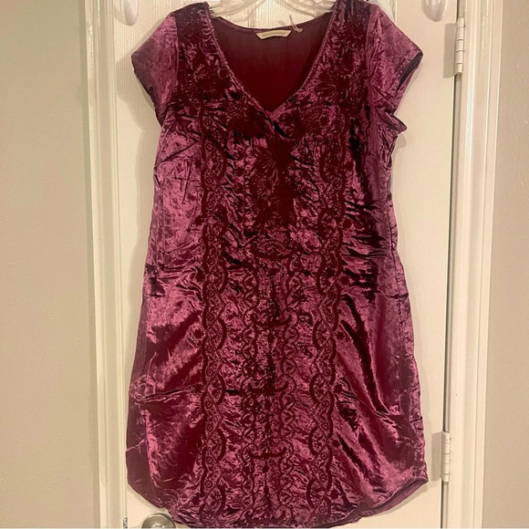 Soft Surroundings Embroidered Velvet Boho Shift Dress Sz XS - Picture 1 of 8